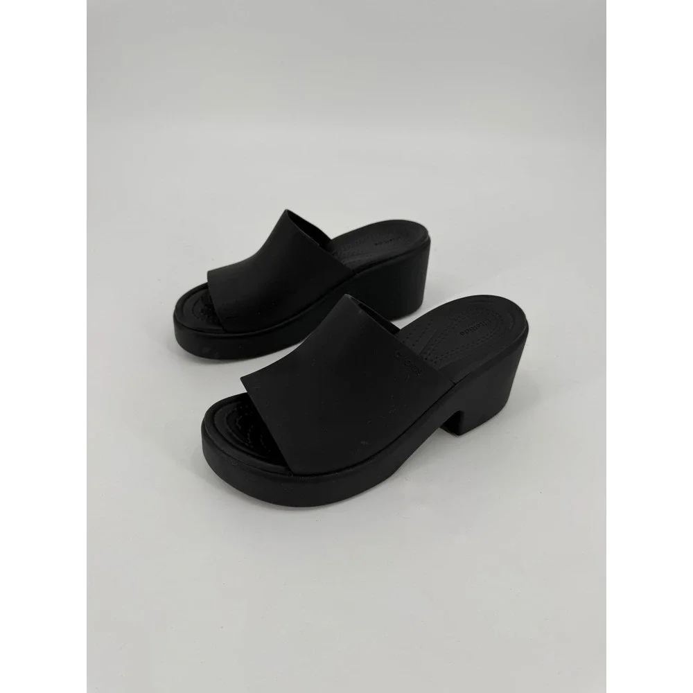 Crocs Brooklyn High Wedge Sandal Black Platform Mules Womens Size 6 206222-060